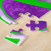 Purple and Lime Green Marble Fluid Art   ジグソーパズル (側面)