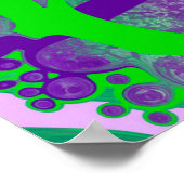 Purple and Lime Green Marble Fluid Art ポスター (角)
