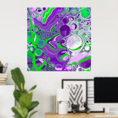 Purple and Lime Green Marble Fluid Art ポスター (ホームオフィス)