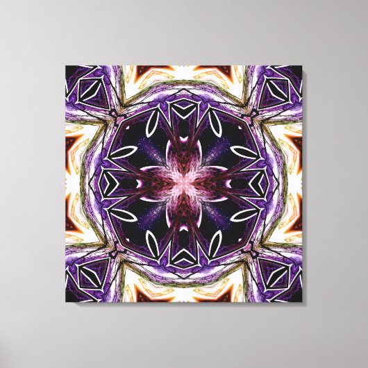 Purple and Magenta Cosmic Kaleidoscope Pattern キャンバスプリント (正面)