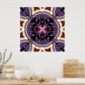 Purple and Magenta Cosmic Kaleidoscope Pattern ポスター (キッチン)