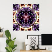 Purple and Magenta Cosmic Kaleidoscope Pattern ポスター (ホームオフィス)