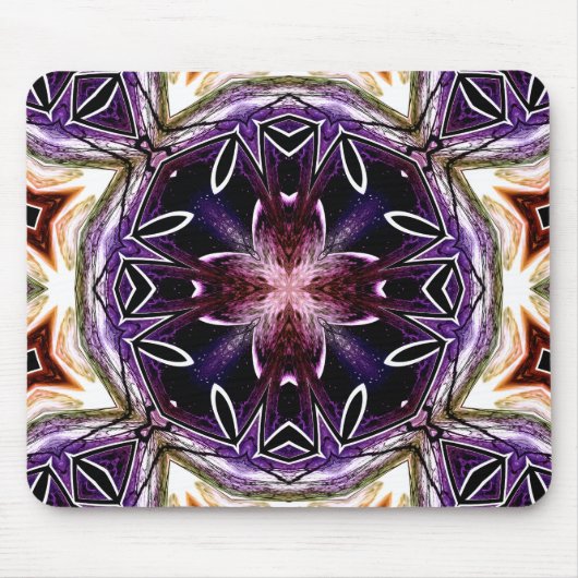 Purple and Magenta Cosmic Kaleidoscope Pattern マウスパッド (正面)