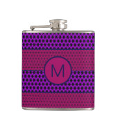 Purple and Magenta Pattern Striped Monogram フラスク (正面)