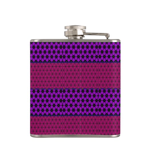Purple and Magenta Pattern Striped Monogram フラスク (裏面)