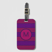 Purple and Magenta Pattern Striped Monogram ラゲッジタグ (正面縦)