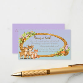 Purple and Mint Woodland Animals Book Request エンクロージャーカード