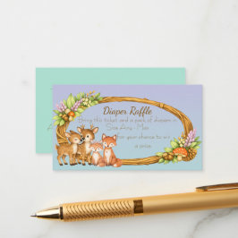 Purple and Mint Woodland Animals Diaper Raffle エンクロージャーカード
