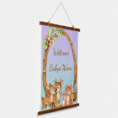 Purple and Mint Woodland Animals Wall Tapestry 吊り下げ型タペストリー (傾斜あり)