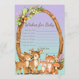 Purple and Mint Woodland Animals Wishes for Baby アドバイスカード