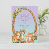Purple and Mint Woodland Baby Shower Invite 招待状 (スタンド正面)