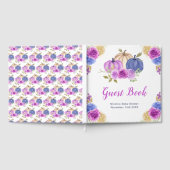 Purple and Navy Blue Floral Pumpkins Baby Shower ゲストブック (全面)