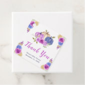 Purple and Navy Blue Floral Pumpkins Baby Shower フェイバータグ (インサイチュ)