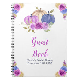 Purple and Navy Blue Floral Pumpkins Bridal Shower ノートブック