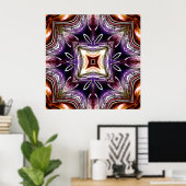 Purple and Orange Cosmic Kaleidoscope Design ポスター (ホームオフィス)