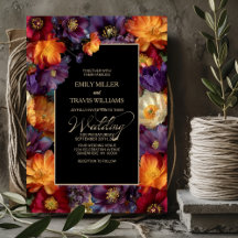 Purple and Orange Floral Black Wedding