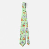 Purple and Orange Flowers on Light Green Ties ネクタイ (正面)