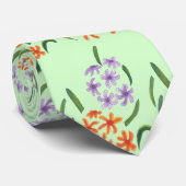 Purple and Orange Flowers on Light Green Ties ネクタイ (ロール)