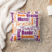 Purple and Orange Thank You Word Cloud クッション (ブランケット)