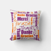 Purple and Orange Thank You Word Cloud クッション (正面)