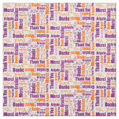 Purple and Orange Thank You Word Cloud ファブリック (見本)