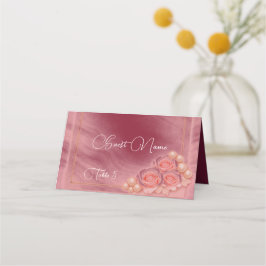 Purple and Pearls Folded Place Card Wedding プレイスカード