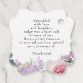 Purple and Pink Floral Botanical Wedding Thank You フェイバータグ (裏面)