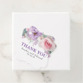 Purple and Pink Floral Botanical Wedding Thank You フェイバータグ (インサイチュ)