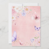 Purple and Pink Floral Butterfly 80th Birthday 招待状 (裏面)