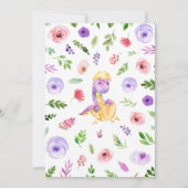 Purple and Pink Floral Dinosaur Baby Shower 招待状 (裏面)