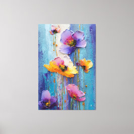 Purple and Pink Floral Texture Abstract Wall Art キャンバスプリント