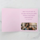 Purple And Pink Flowered Diamond Photo Birthday カード (内部)