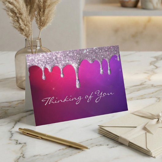 purple and pink glitter drip Sympathy Card カード
