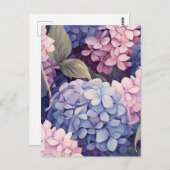 purple and pink hydrangea flower heads ポストカード (正面/裏面)