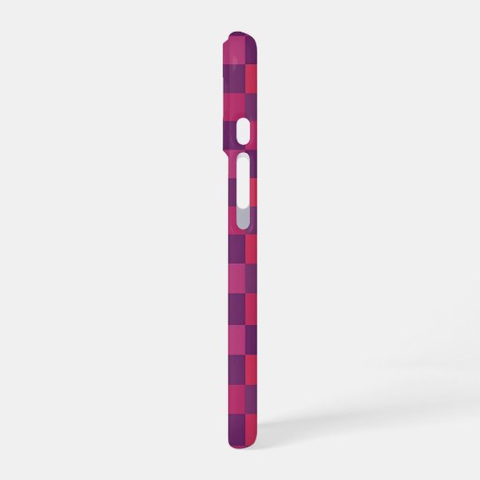 Purple and Red Checkered Geometric Pattern iPhone 16ケース (左側面)