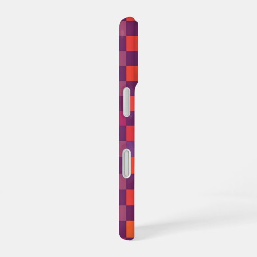 Purple and Red Checkered Geometric Pattern iPhone 16ケース (右側面)