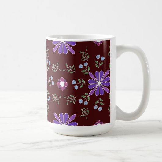 Purple and Red Folk Art Floral Mug コーヒーマグカップ (右)