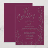 Purple and saga green thick wedding Invitation 招待状 (正面/裏面)