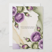 Purple and Sage Green Roses Bachelorette Party 招待状 (裏面)