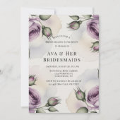 Purple and Sage Green Roses Bridesmaids Luncheon 招待状 (正面)