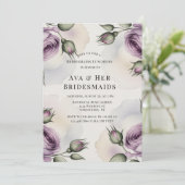 Purple and Sage Green Roses Bridesmaids Luncheon 招待状 (スタンド正面)