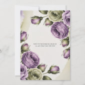 Purple and Sage Green Roses Painted Wedding Shower 招待状 (裏面)
