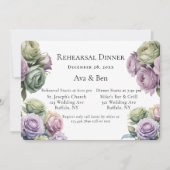 Purple and Sage Green Roses Rehearsal Dinner 招待状 (正面)