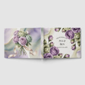 Purple and Sage Green Roses Watercolor Wedding ゲストブック (全面)