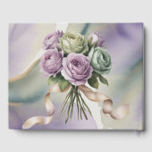 Purple and Sage Green Roses Watercolor Wedding ゲストブック (裏面)