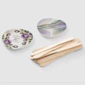 Purple and Sage Green Roses Watercolor Wedding ハンドファン (組立なし)