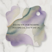 Purple and Sage Green Roses Watercolor Wedding フェイバータグ (裏面)