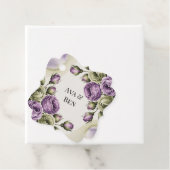 Purple and Sage Green Roses Watercolor Wedding フェイバータグ (インサイチュ)