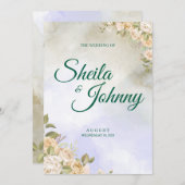 Purple and Sage Pastel Elegance Wedding  招待状 (正面/裏面)