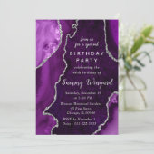 Purple and Silver Agate Marble 40th Birthday Party 招待状 (スタンド正面)